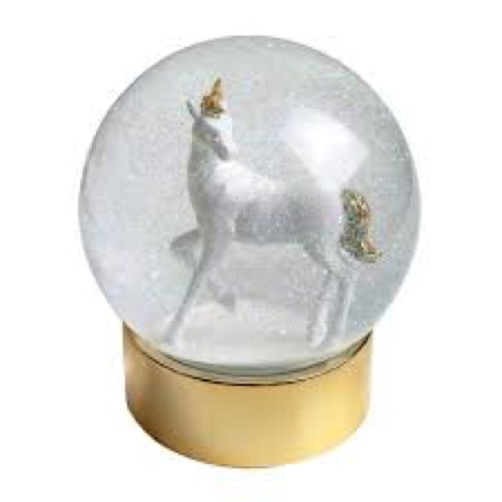 Gold unicorn snow globe